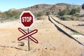 Stop sign railway crossing, Aus, Namibia Royalty Free Stock Photo