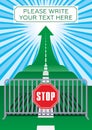 STOP sign, safety fence barrier with stop sign, Concept of the road to success. Road with an arrow up. Vector illustrator