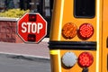 Stop sign on a scool bus Royalty Free Stock Photo