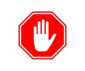 Stop sign vector symbol. Safety and warning traffic attention. Transportation law security signs