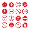 Stop sign with warning message information set Royalty Free Stock Photo
