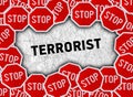 Stop sign and word terrorist