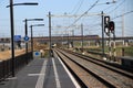 Stop signs based on length of train on platform on the brand new train station Zoetermeer-Lansingerland