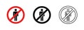 Stop signs. No entry sign. Prohibition sign walking pedestrians. Vector illustration