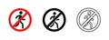 Stop signs. No entry sign. Prohibition sign walking pedestrians. Vector illustration