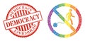 Scratched Democracy Seal and Rainbow Stop Slavery Composition Icon of Spheric Dots