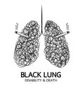 Stop smoking, Black lung concept.