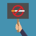 Stop smoking with blue background flat design vector illustration Royalty Free Stock Photo