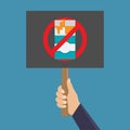 Stop smoking with blue background flat design vector illustration Royalty Free Stock Photo