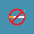 Stop smoking with blue background flat design vector illustration Royalty Free Stock Photo