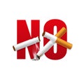 Stop smoking campaign illustration no cigarette for health broken cigarettes and ashes