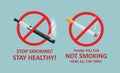 Stop smoking cigarettes concept. No Smoking including electronic cigarettes isometric illustration Royalty Free Stock Photo