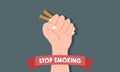 Stop smoking concept. Hand crushing or holding the cigarette. World No Tobacco Day concept design. Vector illustration