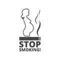Stop smoking, pregnant woman silhouette icon Royalty Free Stock Photo