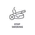 Stop smoking thin line icon, sign, symbol, illustation, linear concept, vector Royalty Free Stock Photo