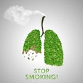 Stop smoking, vector design. Lung,smoke realistic hand drawn.