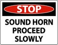 Stop Sound Horn Proceed Slowly Sign On White Background