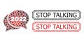 Stop Talking Distress Badges with Notches and 2022 Chat Messages Mosaic of Coronavirus Items