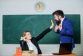 Stop talking to me. Criticism and objection concept. Teacher wants man to shut up. Please shut up. Tired of complaints Royalty Free Stock Photo