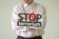 Stop terrorism concept. a man in a white