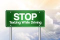 Stop Texting While Driving Green Road Sign Royalty Free Stock Photo