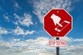 Stop Texting Icon Sign - Blue Sky with Clouds