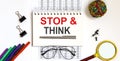 stop and think on a charts with office tools Royalty Free Stock Photo