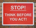 Stop and Think sign Royalty Free Stock Photo