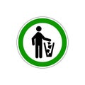 STOP! Throw away trash. Vector. The icon with a green contour on a white background. For any use. Warns.