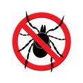 stop ticks sign, tick bite prevention, crossed-out warning sign about ticks, stop encephalitis parasite, forbidden