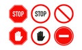 Stop traffic icon. Restrictive and warning signs. Isolated on white background. Set of stop motion icons in flat style Royalty Free Stock Photo