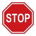 Stop traffic sign, red vector illustration for apps and webdesign Royalty Free Stock Photo