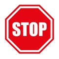 Stop traffic sign, red vector illustration for apps and webdesign Royalty Free Stock Photo