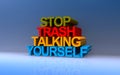 stop trash talking yourself on blue Royalty Free Stock Photo