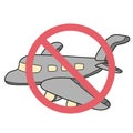 Stop travel. COVID-19. Coronavirus prevention. Plane with stop symbol