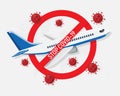 Stop travel to stop COVID-19. Coronavirus disease protection with suitcase sign.