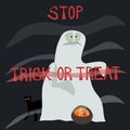 Stop trick or treat - horrified specter