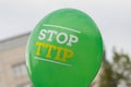 Stop Ttip Slogan on balloon