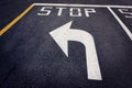 Stop before turn left arrow on street Royalty Free Stock Photo