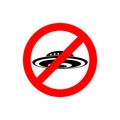 Stop UFO. Ban unknown flying objec. Red prohibition road sign Royalty Free Stock Photo