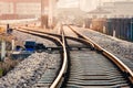 Stop using the Industrial railway track Royalty Free Stock Photo
