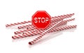 Stop using plastic. Stop sign on a plastic straws. 3D Illustration