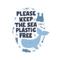 Stop using plastic word concept banner. Water pollution isolated vector illustration Royalty Free Stock Photo