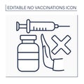 Stop vaccination line icon