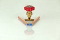The stop valve used to opened or closed liquid flows. Royalty Free Stock Photo