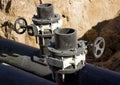 Stop valves HDPE pipe. Royalty Free Stock Photo