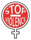 Stop violence against women. Red icon.