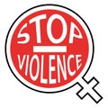 Stop violence against women. Red icon.