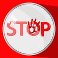 Stop violence concept. round button. red trace Royalty Free Stock Photo