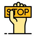 Stop violence icon color outline vector